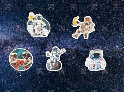 Astronaut Drinking Sticker Pack | Funny Space Decals | Sci-Fi Humor Art | Cosmic Party Vinyl | Space Lover Gag Gift | Quirky Barware Laptop