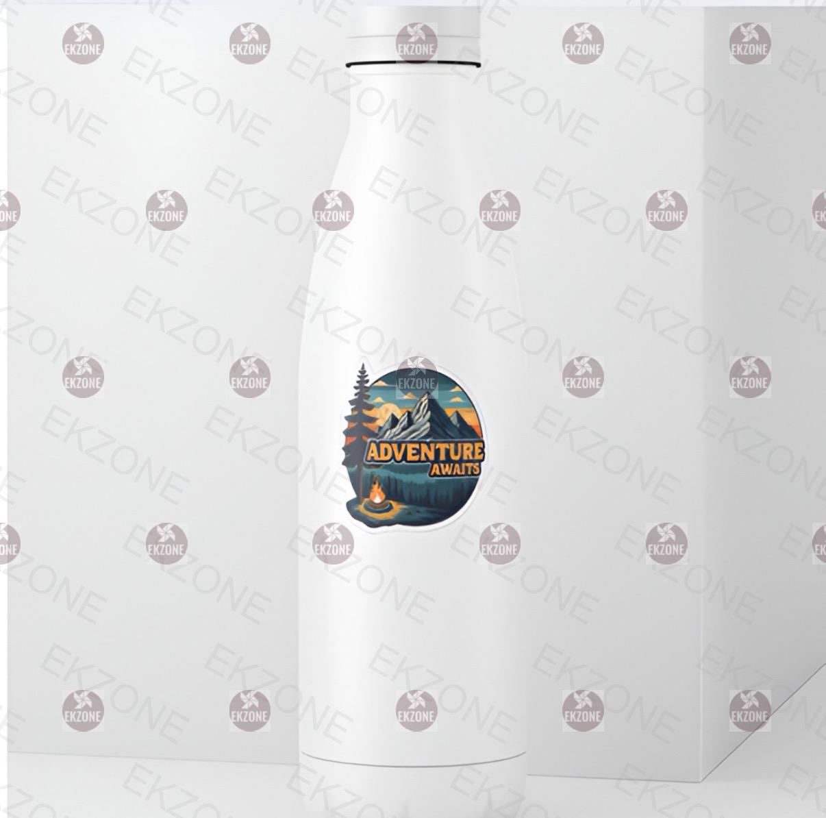 Adventure Awaits Camping Sticker | Outdoorsy Mountain Decal | Campfire Art | Wanderlust Vinyl | Nature Lover Gift | Motivational Laptop