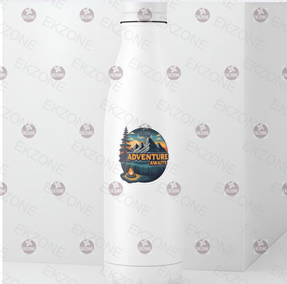 Adventure Awaits Camping Sticker | Outdoorsy Mountain Decal | Campfire Art | Wanderlust Vinyl | Nature Lover Gift | Motivational Laptop