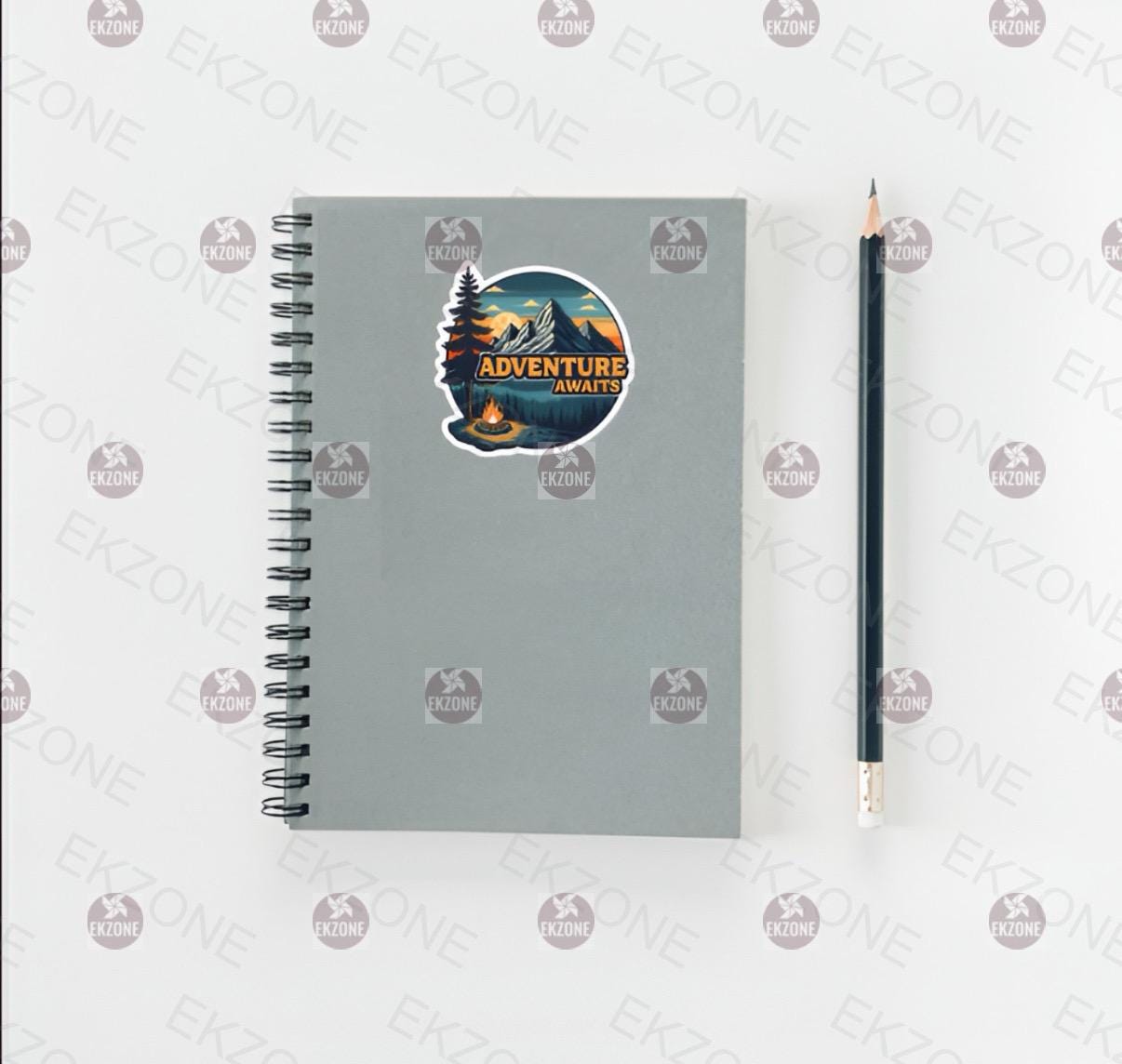 Adventure Awaits Camping Sticker | Outdoorsy Mountain Decal | Campfire Art | Wanderlust Vinyl | Nature Lover Gift | Motivational Laptop