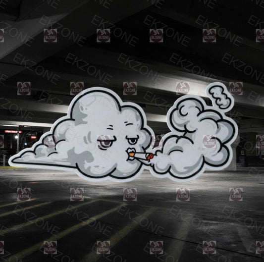 Smoking Cloud Sticker | Funny Pot Head Decal | Stoner Humor Art | 420 Friendly Vinyl | Smoke Cloud Gift | Quirky Cartoon Laptop