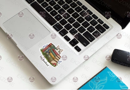 I'm booked. Cat Sticker | Funny Book Lover Decal | Cute Cat Art | Bookworm Reading Quote Vinyl | Book Stack Cat Lover Gift | Literary Cat