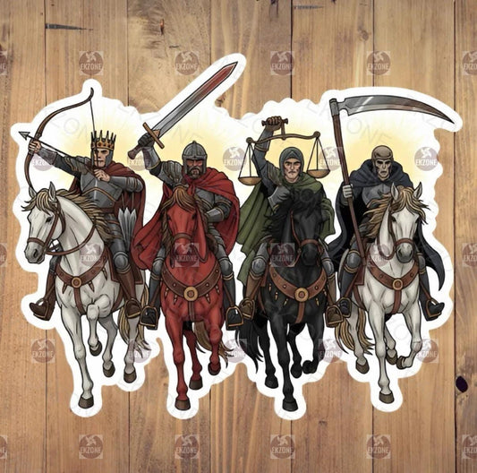 Four Horsemen Apocalypse Sticker | Biblical Prophecy Decal | Fantasy Rider Art | Pestilence War Famine Death Vinyl | Gothic End Times Gift