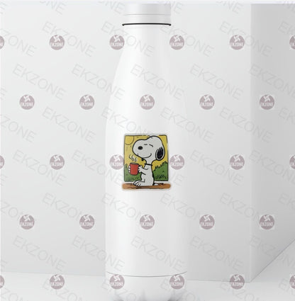 Snoopy Drinking Coffee Sticker - Peanuts Enjoying Hot Drink Decal - Cute Relaxing Vinyl Sticker - Snoopy Peanuts Coffee Mug Sticker - Laptop