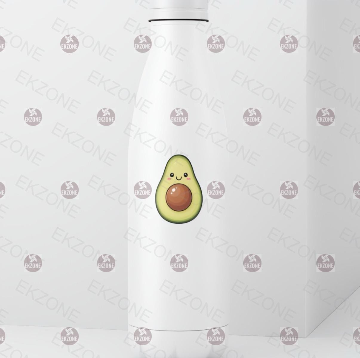White sweatshirt with a cartoon avocado design on a white background
