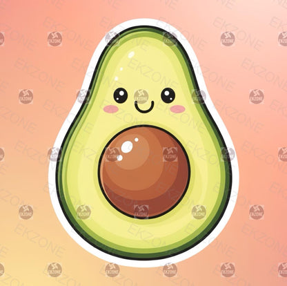 Cute Avocado Sticker | Kawaii Food Decal | Adorable Fruit Art | Avocado Lover Vinyl | Plant Lover Gift | Happy Foodie Laptop Sticker