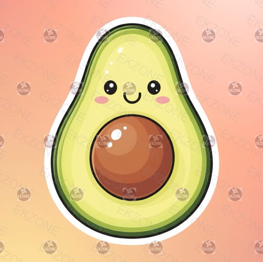 Cute Avocado Sticker | Kawaii Food Decal | Adorable Fruit Art | Avocado Lover Vinyl | Plant Lover Gift | Happy Foodie Laptop Sticker