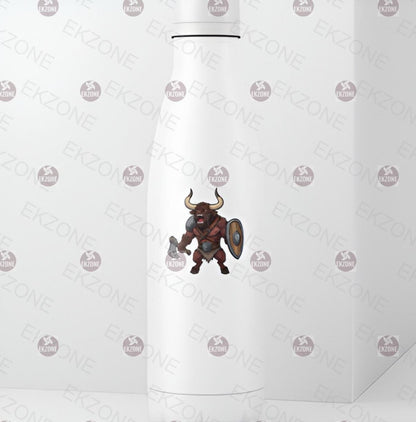 Minotaur Warrior Sticker | D&D Fantasy Monster Decal | Battle Axe Shield Art | RPG Gamer Vinyl | Mythical Creature Gift | Nerd Geek Laptop