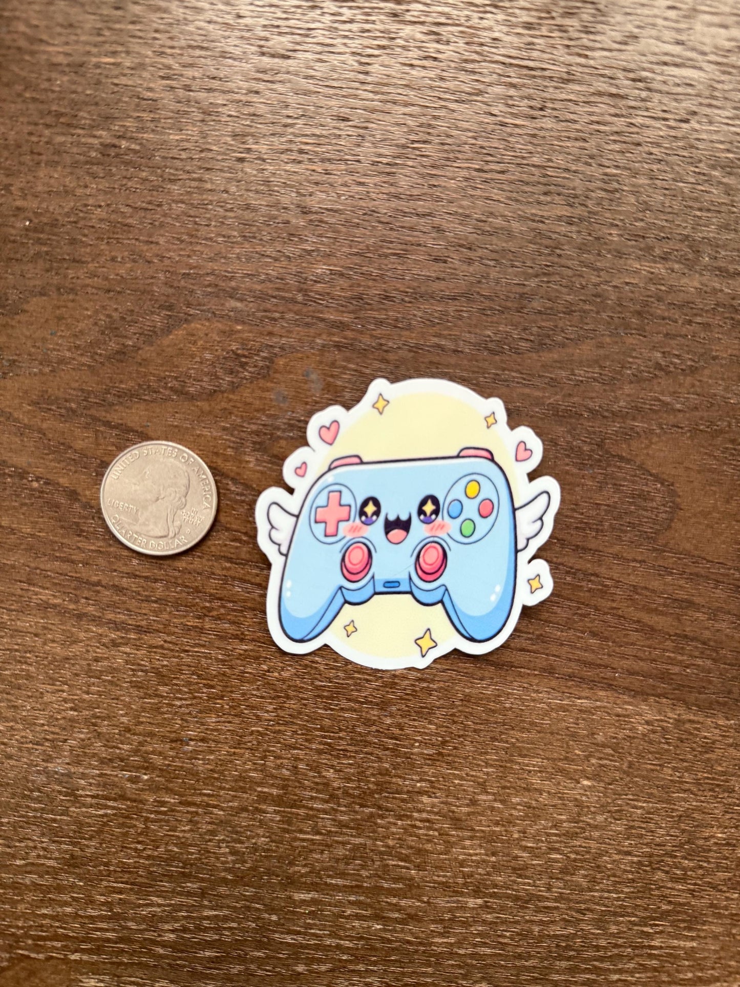 Cute Gaming Controller Sticker | Kawaii Gamer Decal | Video Game Art | Winged Joypad Vinyl | Gamer Gift | Console Gaming Laptop Sticker