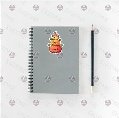 Cute Pumpkin Stack Sticker | Kawaii Fall Decor Decal | Happy Jack O Lantern Art | Autumn Vibes Vinyl | Pumpkin Spice Gift | Wholesome Fall