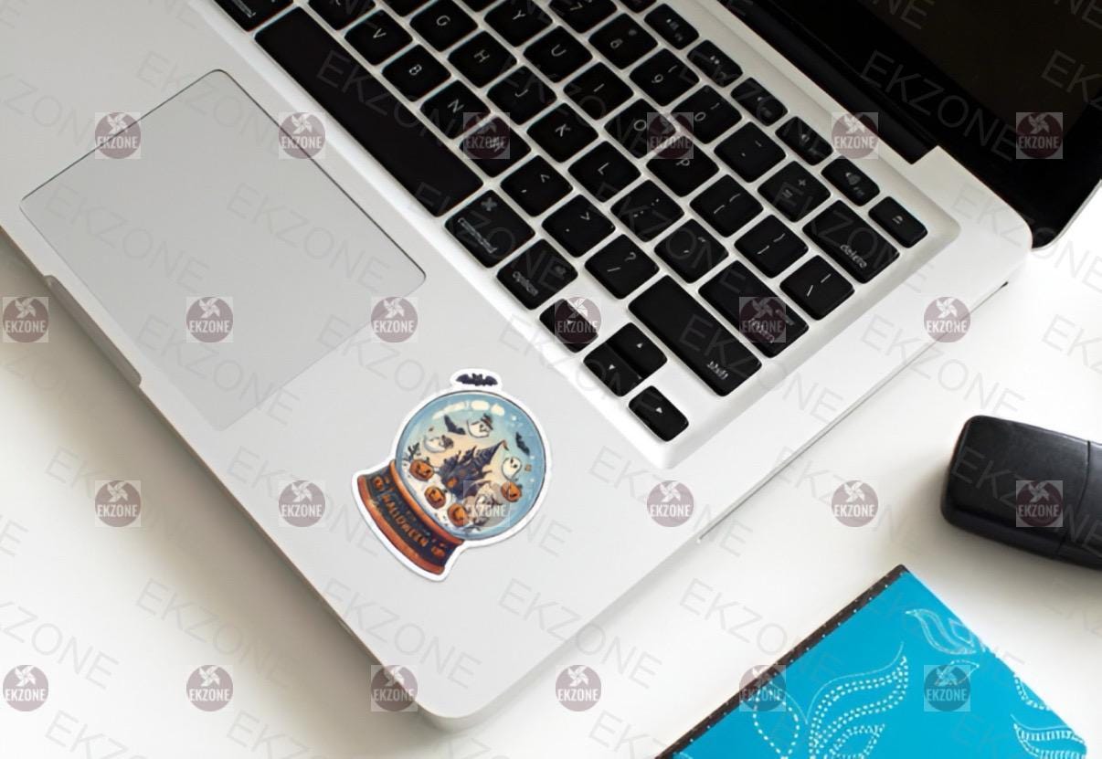 Transparent Halloween Snow Globe Sticker | Spooky Cute Ghost Decal | Haunted House Art | Pumpkin Bat Vinyl | Fall Decor Gift | Cute Witchy