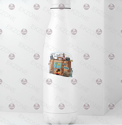 Vintage Travel Suitcase Sticker | Wanderlust Adventure Decal | Global Landmarks Art | World Traveler Vinyl | Passport Gift | Retro Travel