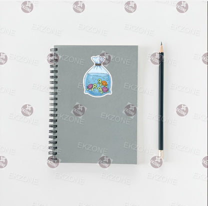 Transparent Bag of Turtle Sticker | Cute Aquatic Decal | Clear Vinyl Turtle in a Bag Art | Kawaii Reptile Vinyl | Pet Lover Gift | Whimsical