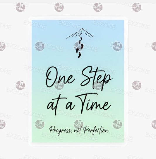 Transparent One Step at a Time Sticker | Motivational Quote Decal | Progress Not Perfection Vinyl | Mental Health Art | Hiking Hiker Gift