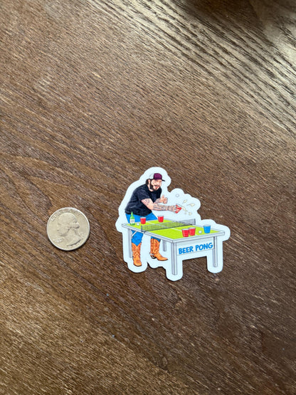Post Malone Beer Pong Sticker | Funny Party Decal | Cowboy Posty Art | Post Malone Pop Star Vinyl | Drinking Game Gift | Music Lover Merch