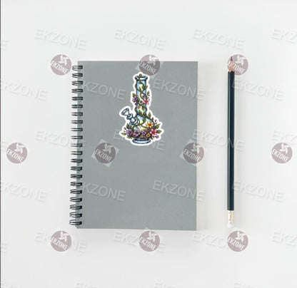 Transparent Floral Bong Sticker | Clear Vinyl Botanical Bong Decal | Whimsical Plant Art | Bohemian Aesthetic Vinyl | Cute Stoner Gift