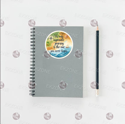 Impossible Journey Travel Sticker | Motivational Quote Decal | Wanderlust Map Art | Vintage Adventure Vinyl | Gift for Traveler | Inspiring