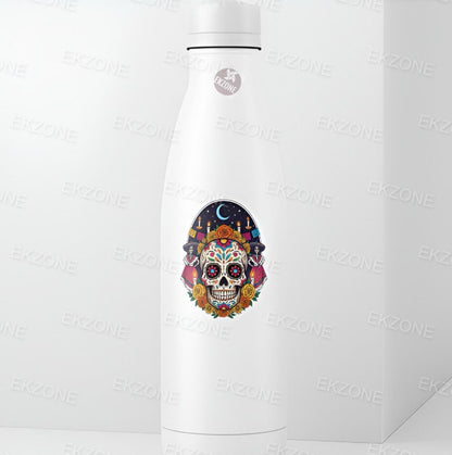 Día de los Muertos Sticker | Sugar Skull Calavera Art | Festive Skeletons Decal | Mexican Folk Art Vinyl | Day of the Dead Gift | Floral