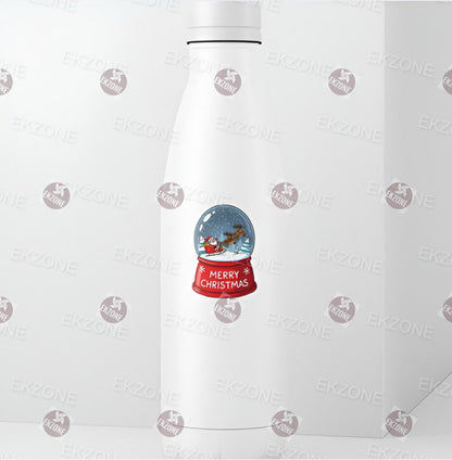 Transparent Merry Christmas Snow Globe Sticker | Clear Vinyl Santa Sleigh Decal | Holiday Winter Art | Festive Decor Gift | Nostalgic Decal