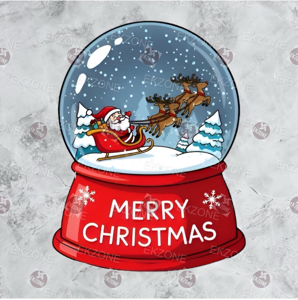 Transparent Merry Christmas Snow Globe Sticker | Clear Vinyl Santa Sleigh Decal | Holiday Winter Art | Festive Decor Gift | Nostalgic Decal
