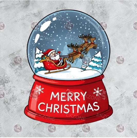 Transparent Merry Christmas Snow Globe Sticker | Clear Vinyl Santa Sleigh Decal | Holiday Winter Art | Festive Decor Gift | Nostalgic Decal