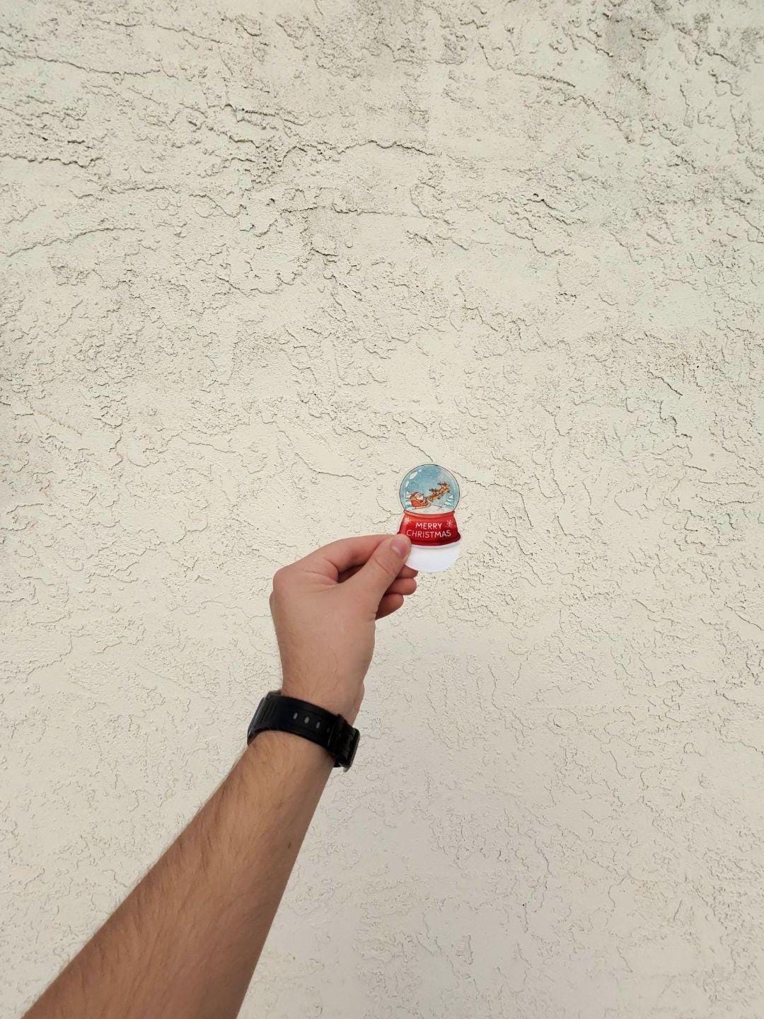 Transparent Merry Christmas Snow Globe Sticker | Clear Vinyl Santa Sleigh Decal | Holiday Winter Art | Festive Decor Gift | Nostalgic Decal