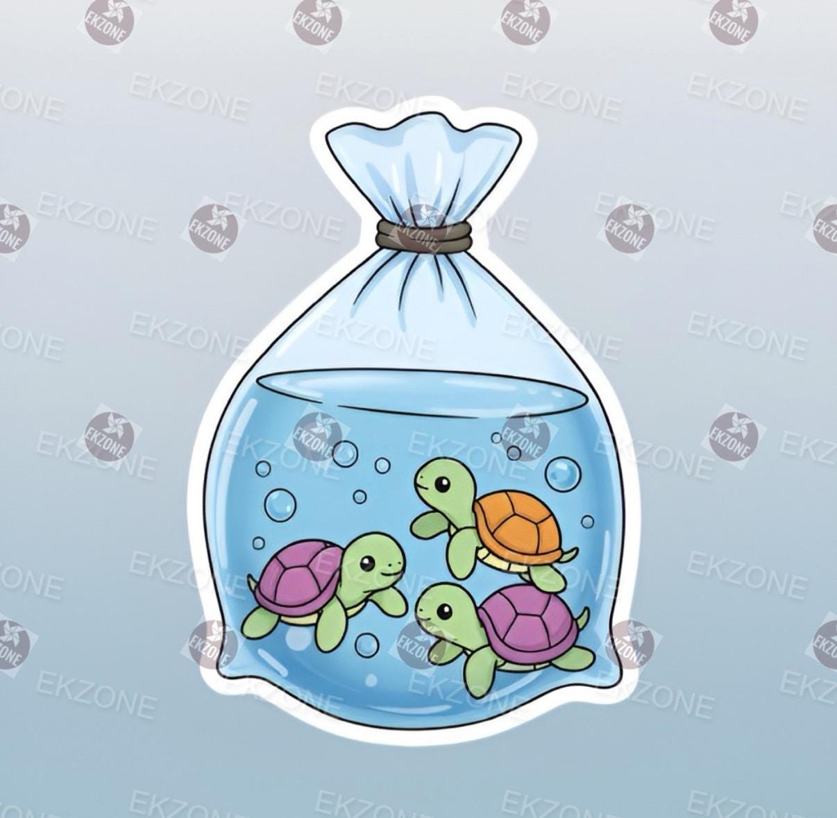 Transparent Bag of Turtle Sticker | Cute Aquatic Decal | Clear Vinyl Turtle in a Bag Art | Kawaii Reptile Vinyl | Pet Lover Gift | Whimsical