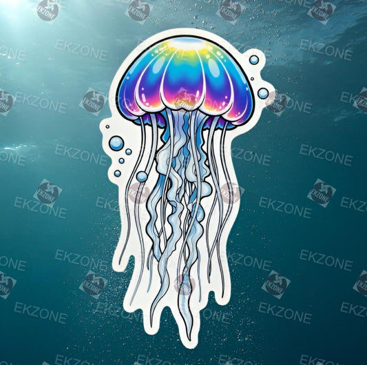 Transparent Rainbow Jellyfish Sticker | Clear Vinyl Marine Life Decal | Cute Ocean Creature Art | Aquatic Tentacle Vinyl | Ocean Lover Gift
