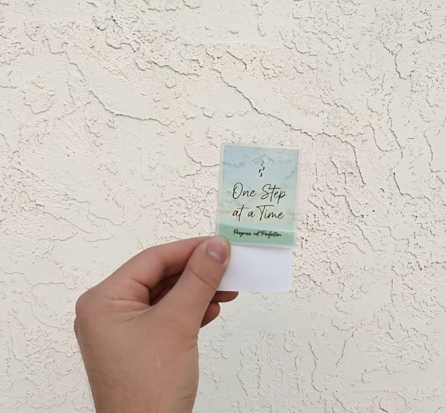 Transparent One Step at a Time Sticker | Motivational Quote Decal | Progress Not Perfection Vinyl | Mental Health Art | Hiking Hiker Gift