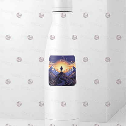 Mountain Hiker Sunset Sticker | Outdoorsy Adventure Decal | Nature Wanderlust Art | Summit Climb Vinyl | Motivational Hiker Gift |