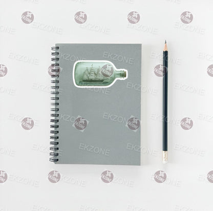 Transparent Ship in a Bottle Sticker | Clear Vinyl Nautical Decal | Vintage Sailing Ship Art | Ocean Lover Gift | Maritime Adventure Laptop