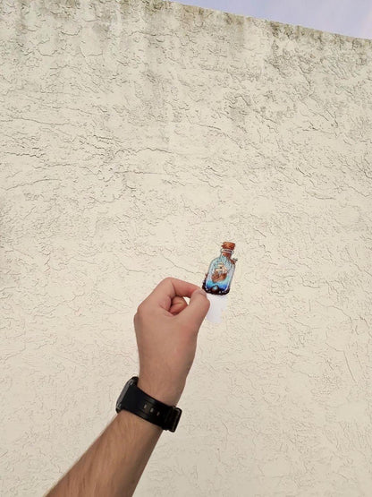 Transparent Steampunk Ship in Magic Bottle Sticker | Clear Vinyl Fantasy Nautical Decal | Whimsical Crystal Art | Adventure Ship Vinyl | Uni