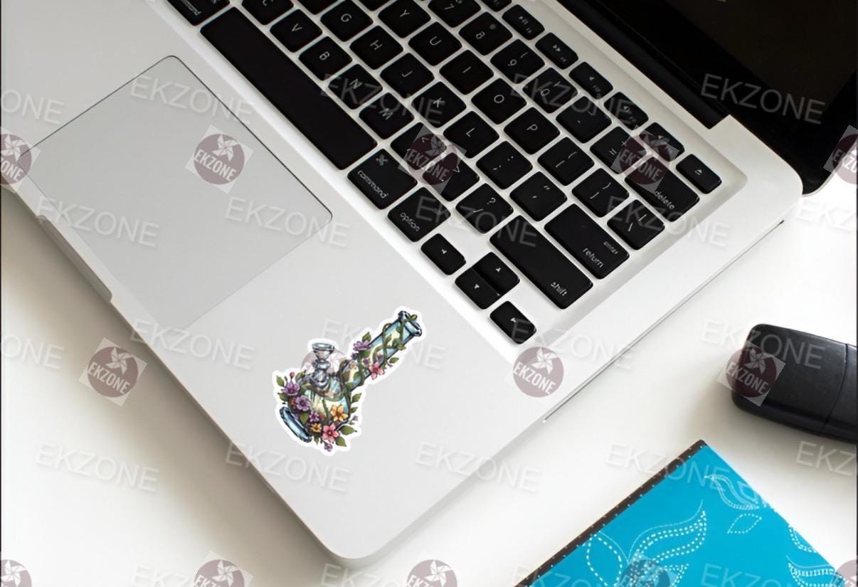 Transparent Floral Bong Sticker | Clear Vinyl Botanical Bong Decal | Whimsical Plant Art | Bohemian Aesthetic Vinyl | Cute Stoner Gift