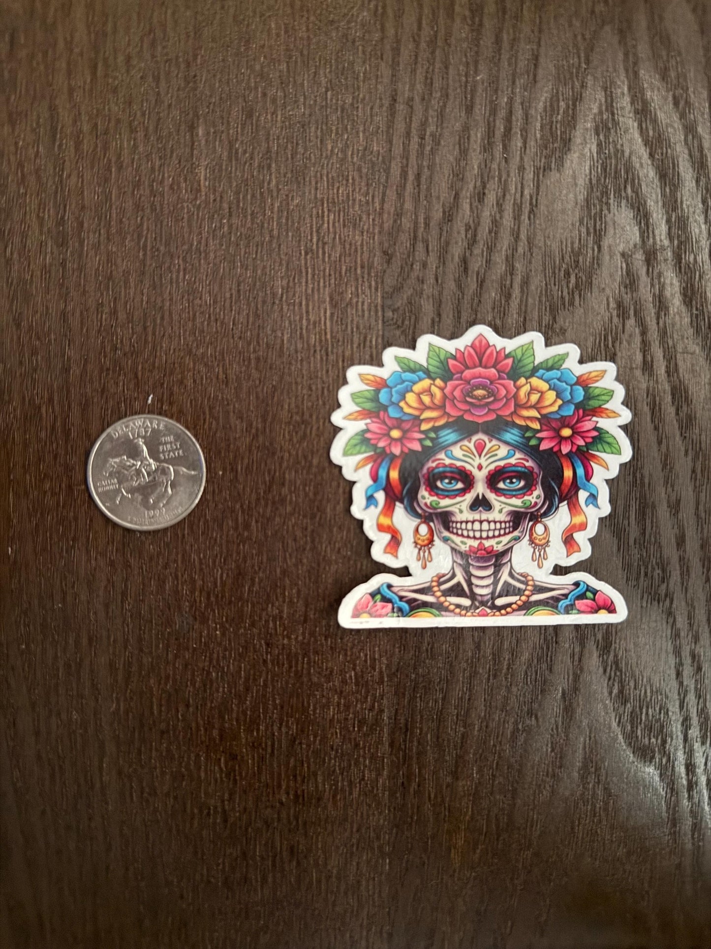 Sugar Skull Sticker | Día de los Muertos Decal | Calavera Art | Flower Crown Vinyl | Mexican Folk Art Gift | Colorful Day of Dead Laptop |