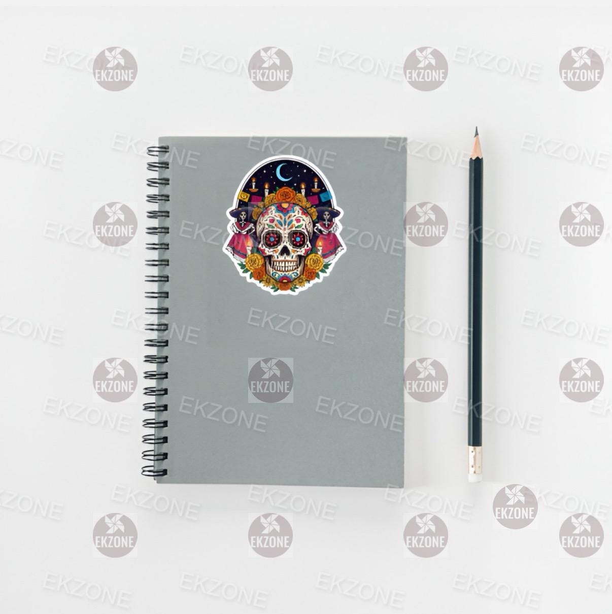 Día de los Muertos Sticker | Sugar Skull Calavera Art | Festive Skeletons Decal | Mexican Folk Art Vinyl | Day of the Dead Gift | Floral