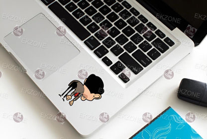 Funny Mr. Bean Sticker | Awkward Pose Decal | Classic British Humor Art | Nostalgic TV Show Gift | Comedic Laptop Sticker