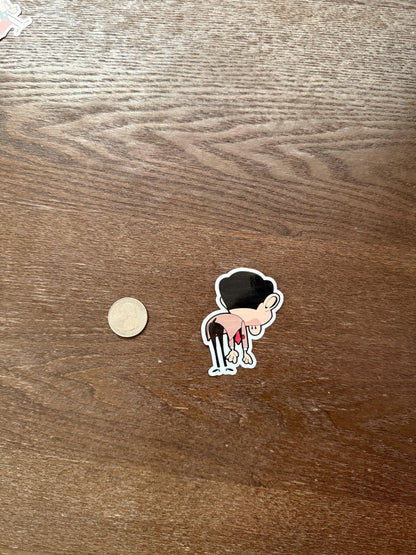 Funny Mr. Bean Sticker | Awkward Pose Decal | Classic British Humor Art | Nostalgic TV Show Gift | Comedic Laptop Sticker