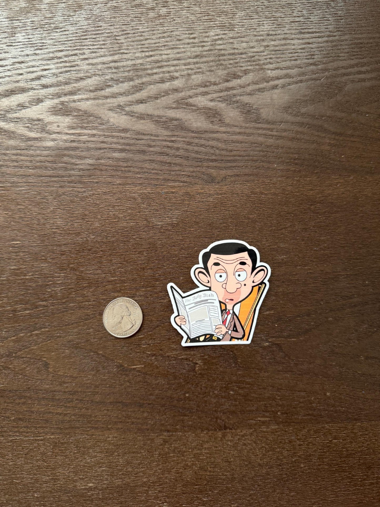 Mr. Bean Reading Sticker | Funny Book Lover Decal | Classic British Humor Art | Nostalgic TV Show Gift | Library Book