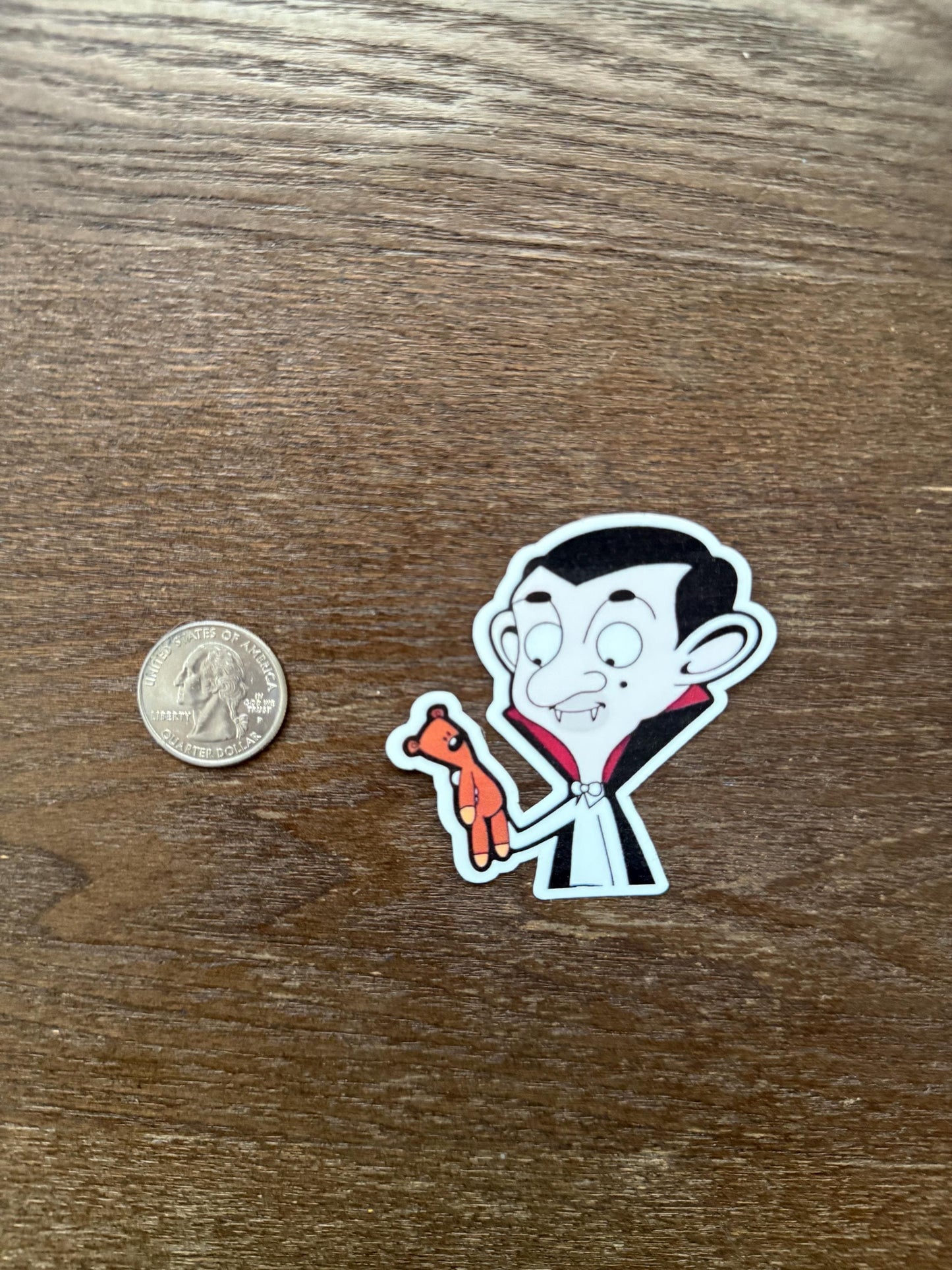 Mr. Bean Vampire Sticker | Funny Halloween Decal | Count Dracula Costume Art | Nostalgic TV Show Gift | Teddy Bear Spooky Vinyl | Fall Decor