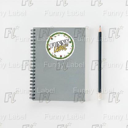 Funny Christmas Wreath Label Sticker – Holiday Vinyl Die-Cut