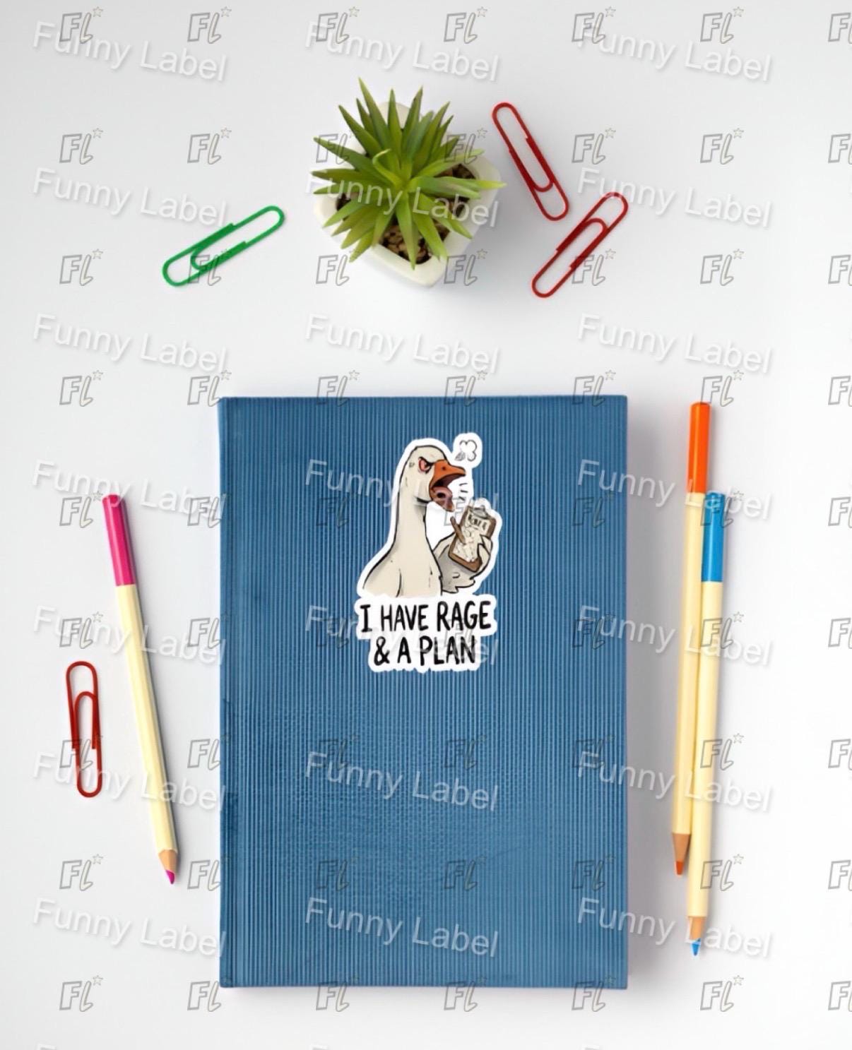 Funny Goose Sticker - I Have Rage and a Plan - Chaotic Planner Decal - Project Manager Gift - Aggressive Office Humor - Waterproof Vinyl