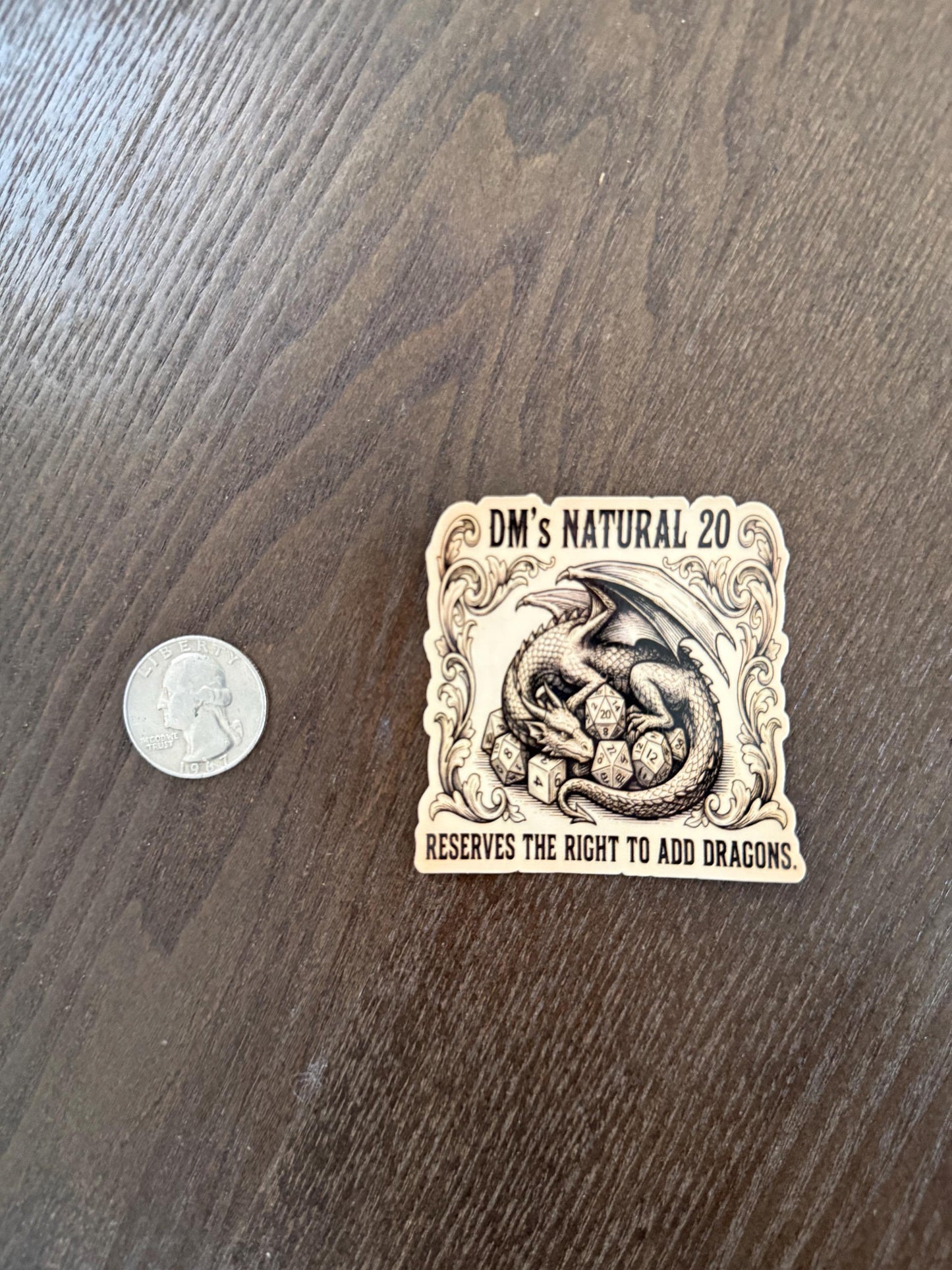Dungeon Master Sticker - DM's Natural 20 - Reserves The Right To Add Dragons - Funny DND Gift - Vintage Fantasy Art - Funny RPG Sticker