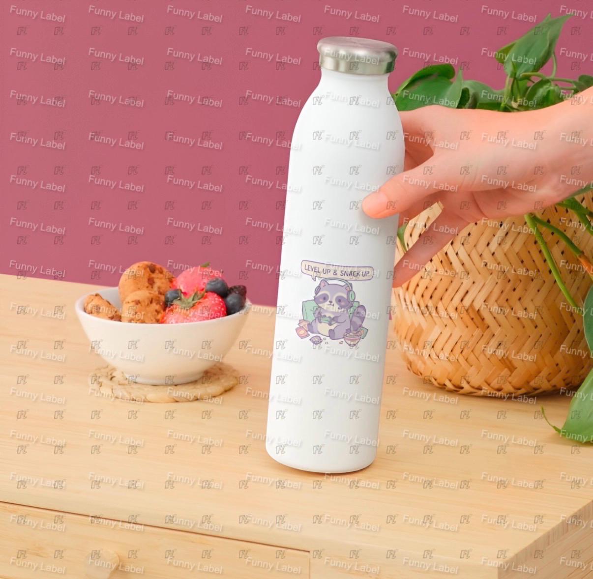 Cozy Gamer Sticker - Level Up Snack Up - Cute Raccoon Decal - Kawaii Gaming Gift - Streamer Battlestation Decor - Waterproof Vinyl