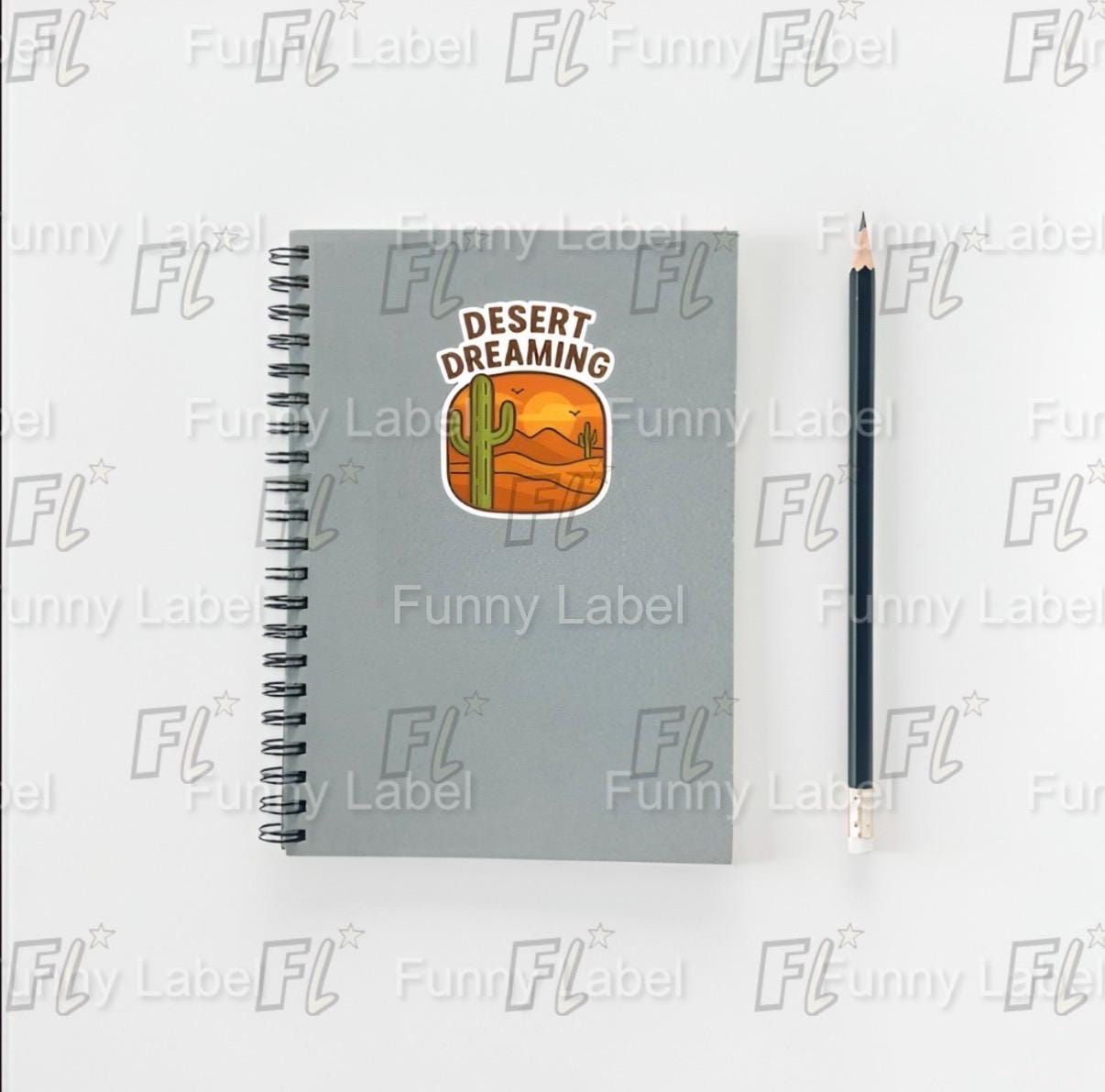 Desert Dreaming Sticker - Saguaro Cactus Decal - Arizona Sunset Vinyl - Southwest Hiking Gift - Waterproof Water Bottle Sticker