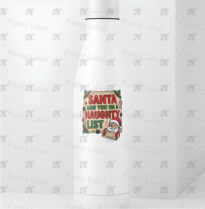 Funny Naughty List Sticker - Santa Saw You Decal - Lump of Coal Gift - Humorous Christmas Stocking Stuffer - Prank Holiday Sticker