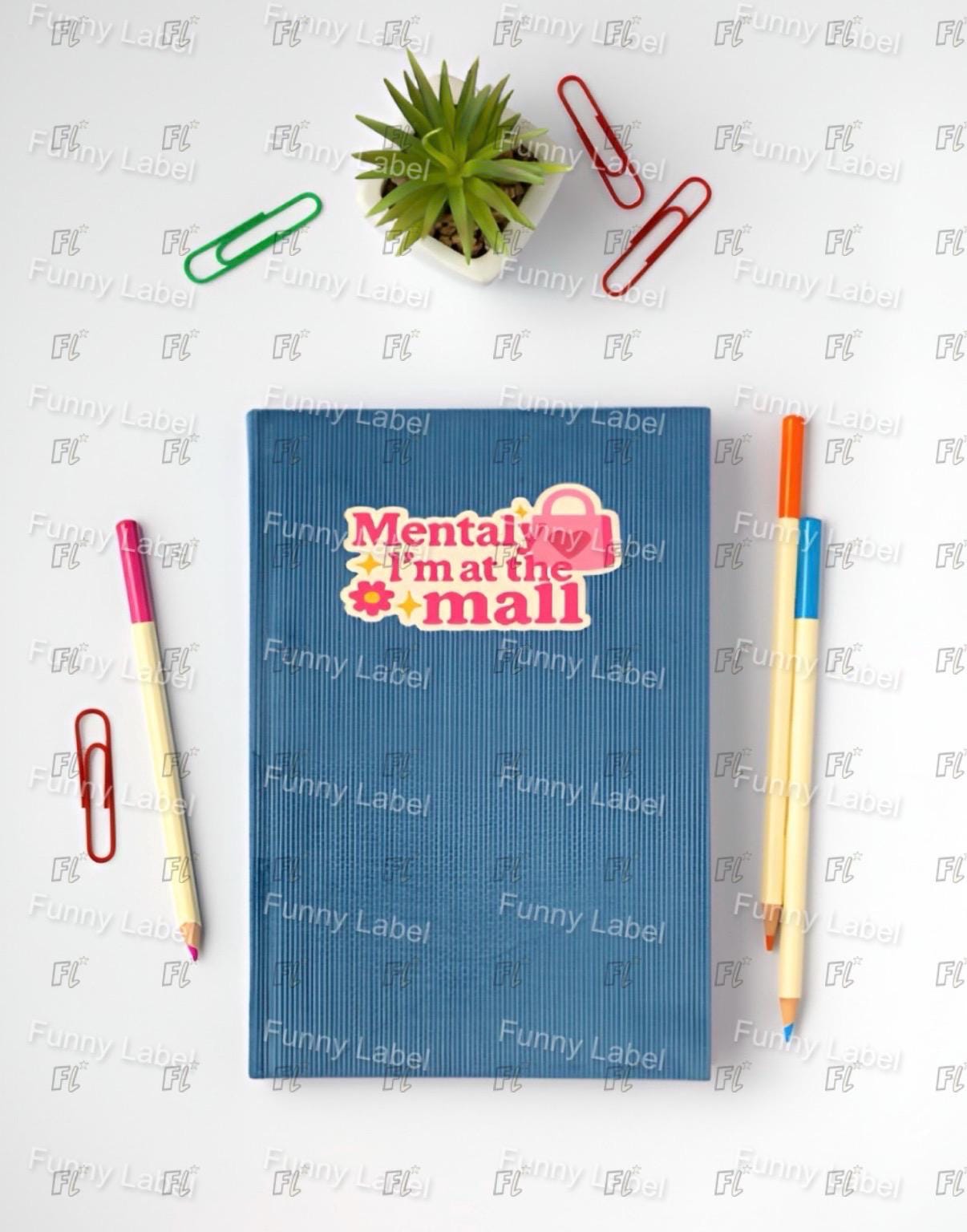 Mentally I'm At The Mall Sticker - Funny Shopping Quote - Y2K Aesthetic Decal - Retail Therapy Gift - Pink Girly Laptop Sticker
