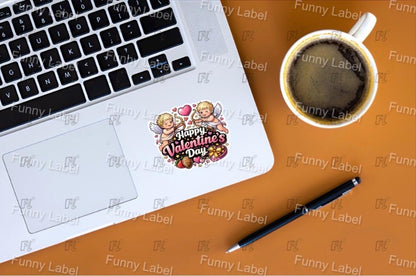 Happy Valentines Day Sticker - Cute Cupid Decal - Romantic Love Gift - Chocolate Strawberry Art - Heart Laptop Sticker - Waterproof Vinyl