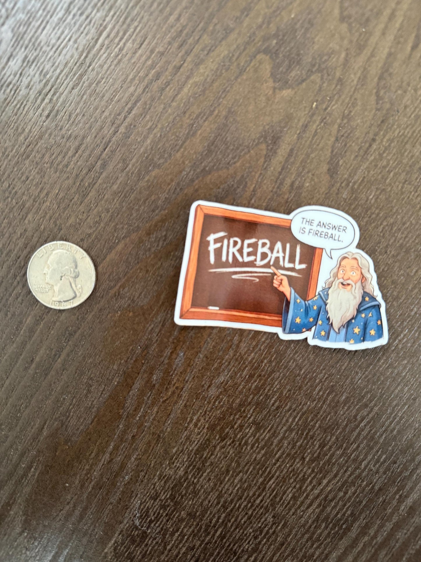 DND Wizard Sticker - The Answer Is Fireball - Funny RPG Spell Decal - Dungeon Master Gift - Sorcerer Laptop Sticker - Waterproof Vinyl