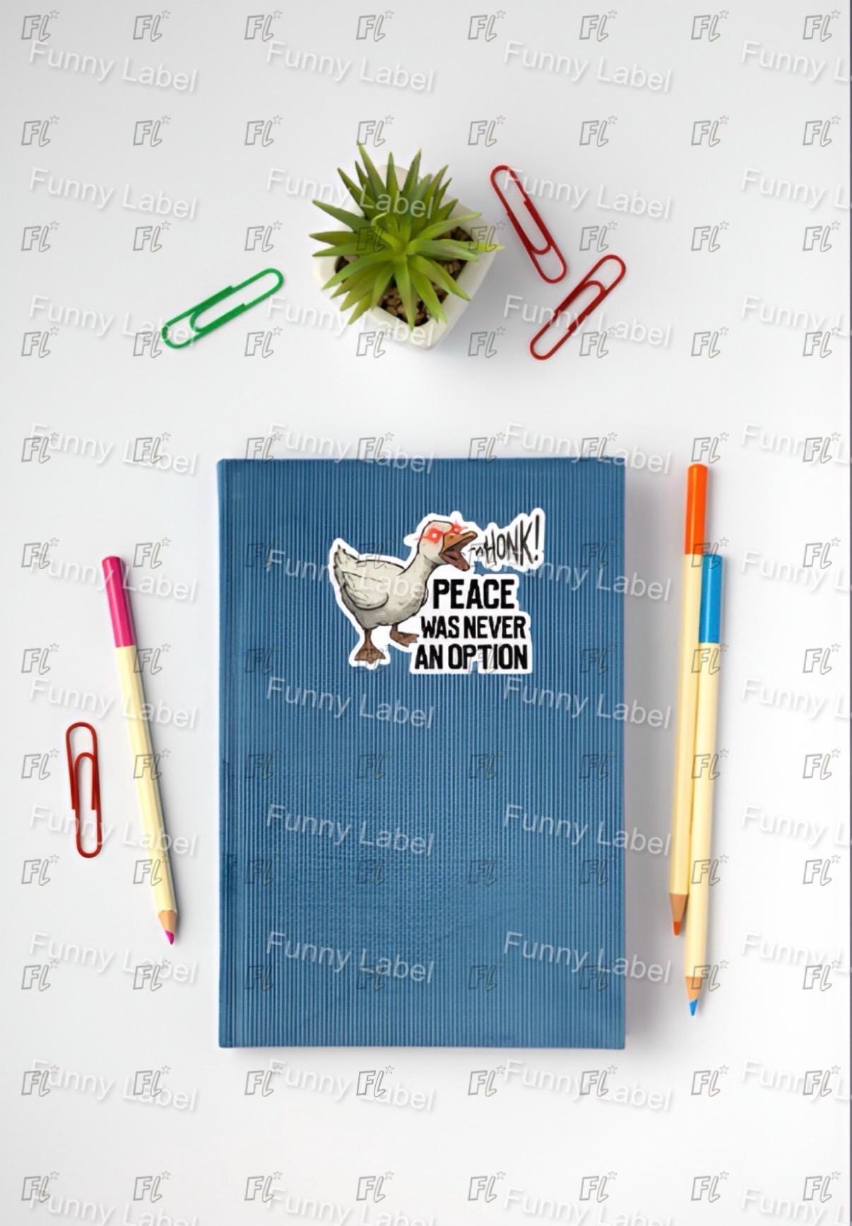 Funny Goose Sticker - Peace Was Never An Option - Chaotic Meme Decal - Gamer Laptop Sticker - Honk Goose Gift - Waterproof Vinyl