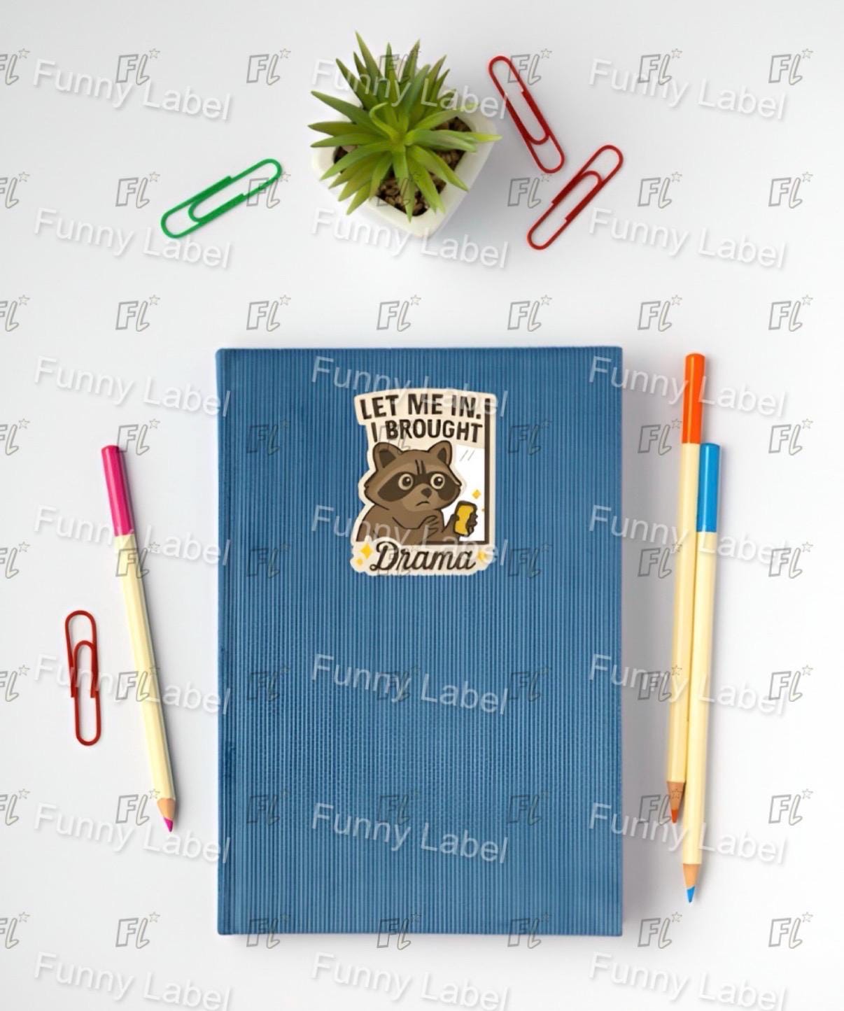 Funny Raccoon Sticker - Let Me In I Brought Drama - Gossip Lover Gift - Spilling The Tea Decal - Best Friend Laptop Sticker